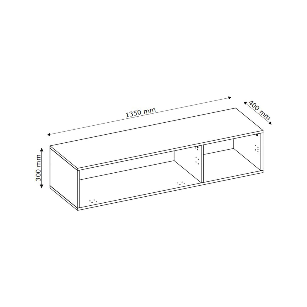 Lilemi, Mobile Porta tv 2 Ripiani, 135x40x48h cm Bianco