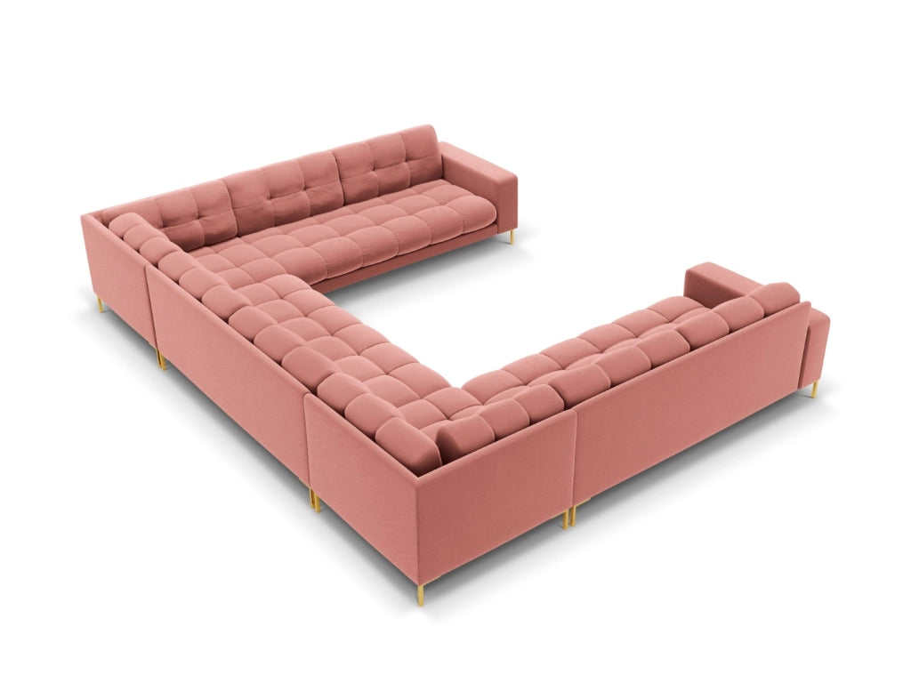 Cosmopolitan Design - Divano panoramico "Bali" 9 posti in velluto rosa 