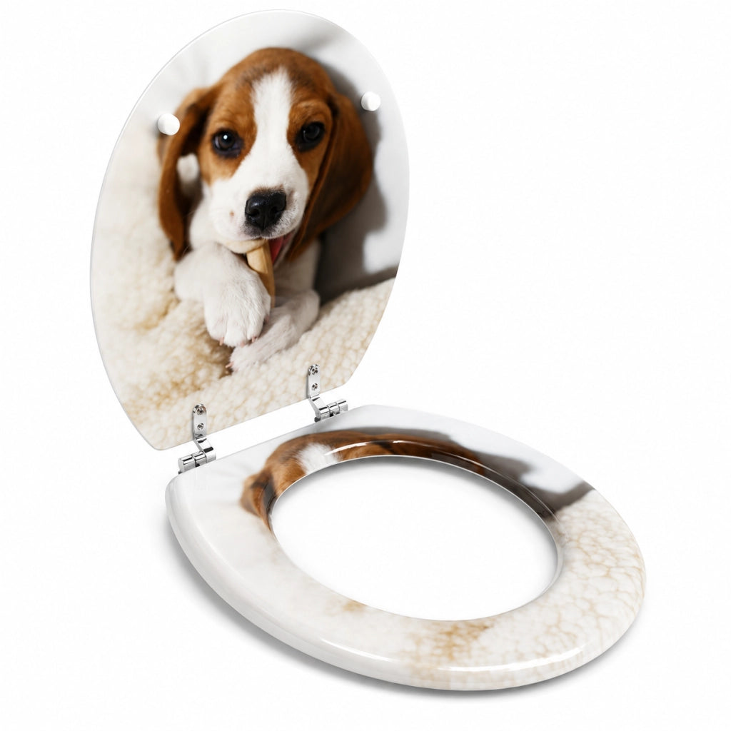 Sedile Copriwater Universale Con Stampa Beagle MDF Con Cerniere In Acciaio 52901