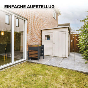 Copri bidone della spazzatura per un cassonetto da 60-240l, copribidoni da esterno in acciaio antracite ed effetto legno, porta bidoni immondizia