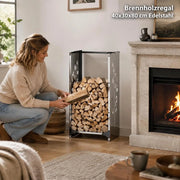Porta legna 40x30x80 cm in acciaio inossidabile – robusto e resistente, ideale per esterni, giardino e camino, pratico e durevole