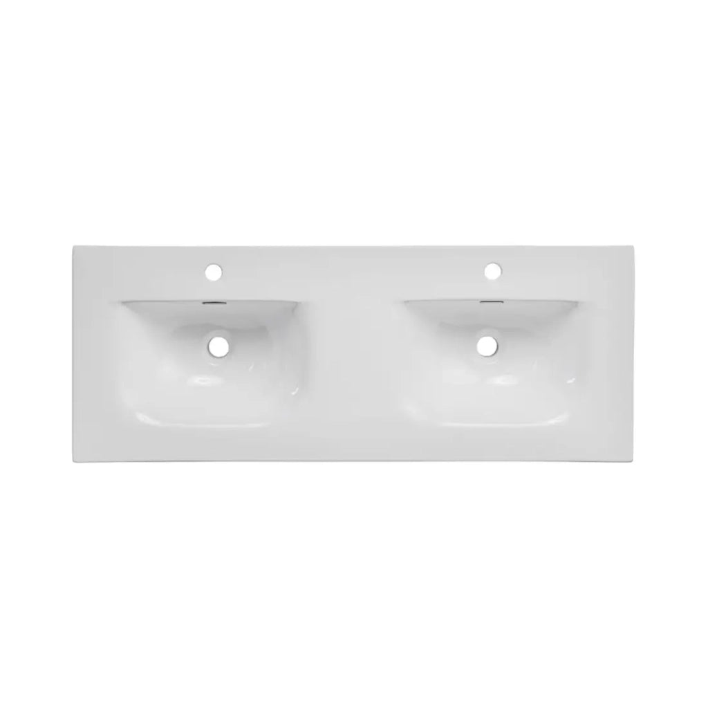 Set da bagno sospeso NATURA 155cm: mobile sotto lavabo 60cm + doppio lavabo incassato