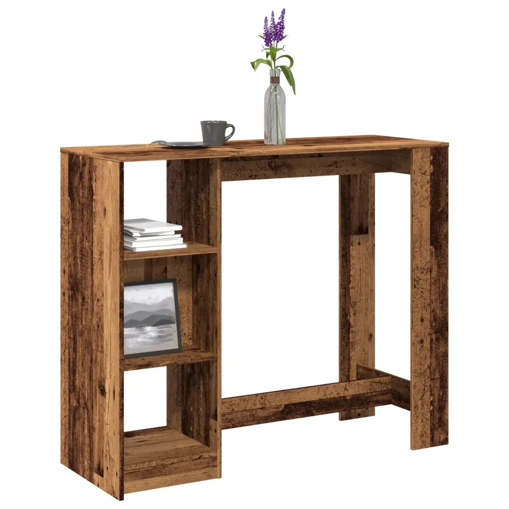 Tavolo Bar con Ripiano Legno Antico 124x46x103,5 cm Multistrato 854398