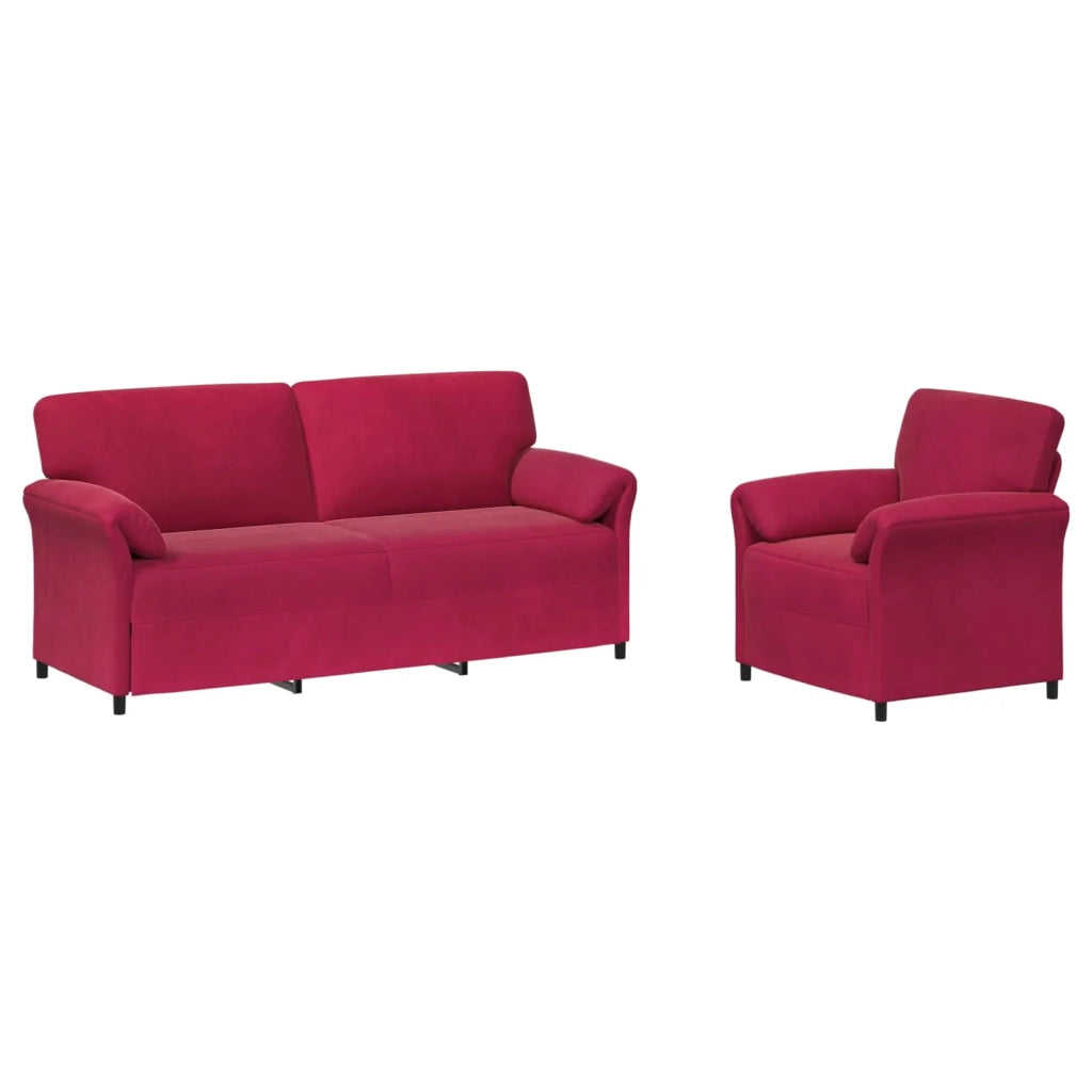 Set di divani 2 pz Rosso Vino Velluto 3424918