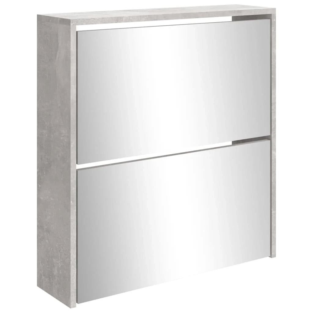 Scarpiera mobiletto portascarpe mobile ingresso/corridoio/soggiorno con specchio 2 livelli 63 x 17 x 67 cm grigio 02_0021763
