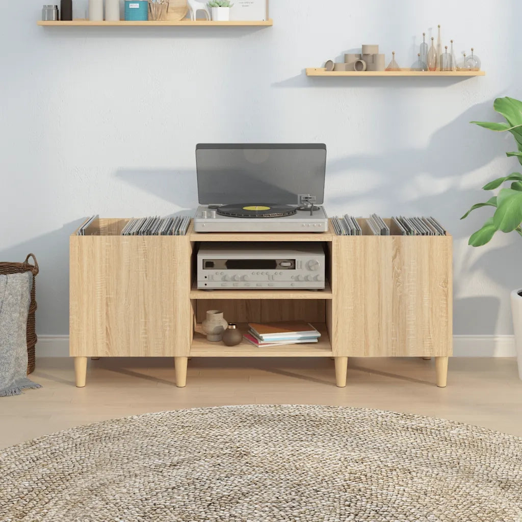 Mobile Porta Dischi Rovere Sonoma 121x38x48cm Legno Multistrato