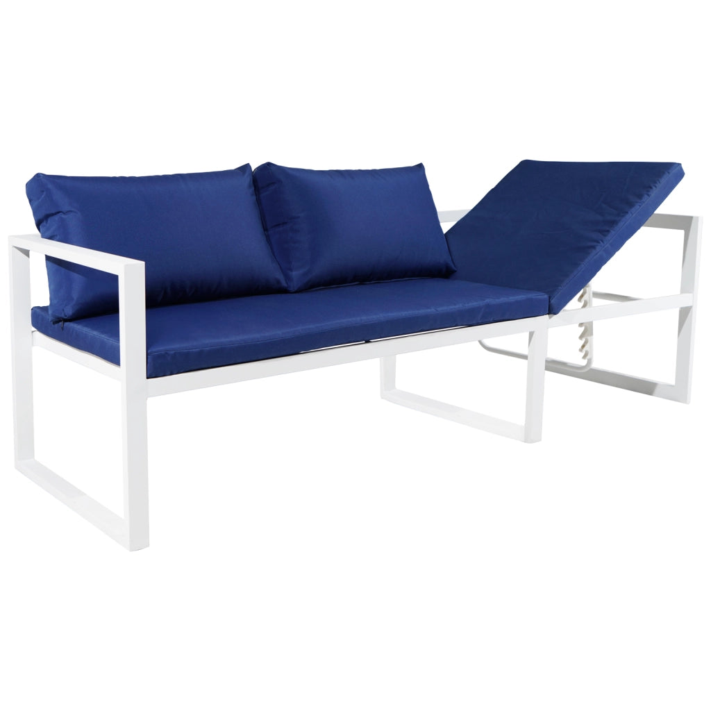 Set di mobili da giardino modulari IBIZA in tessuto blu 4 posti - alluminio bianco