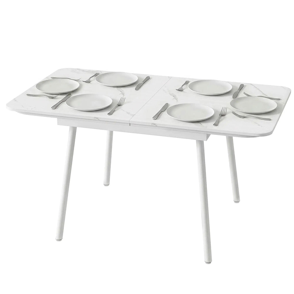 Tavolo da Giardino per 6 Persone Rettangolare 140x80x75 cm con Piano in WPC Bianco
