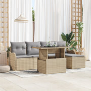 Set di sofÃ  da giardino  6 pezzi con cuscini Beige Polyrattan