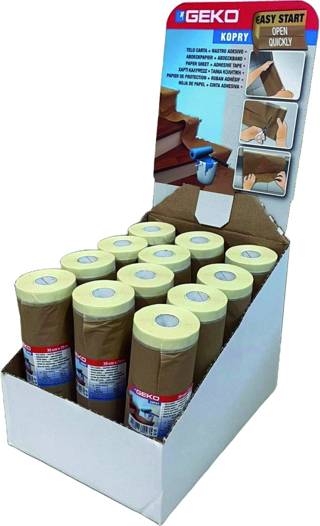 CARTA PER MASCHERATURA + NASTRO ADESIVO CM.18 X 20MT espositore 24 pezzi