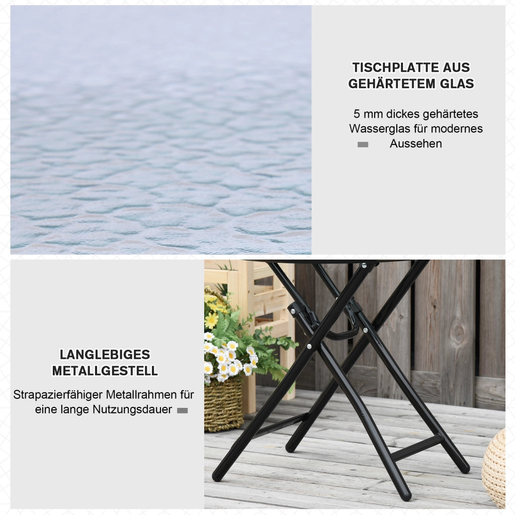 Tavolino da giardino pieghevole ¨C zephmum ¨C rotondo nero ?45cm