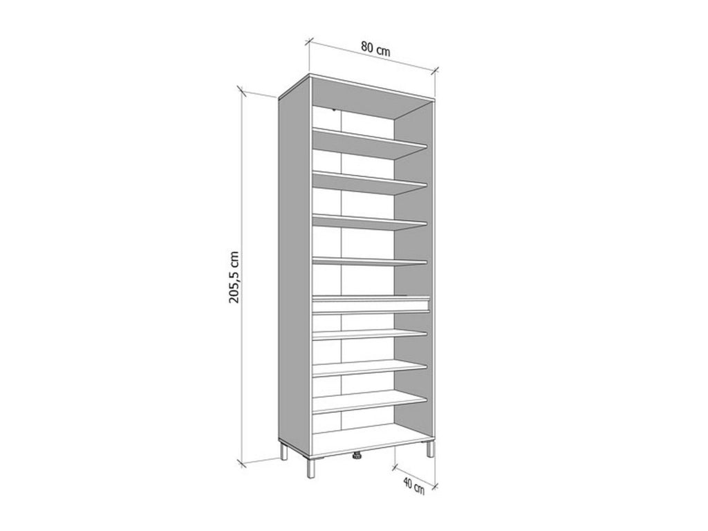 Mobile Portascarpe Scansano, Scarpiera 9 Ripiani, 80x40x205.5h cm Marrone Rovere Nodi