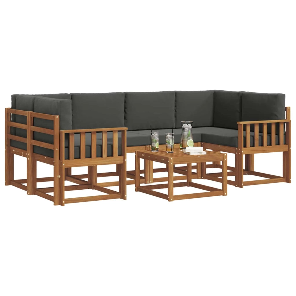 Set di divani da esterno con cuscino 7 pcs Naturale e Antracite 3366075