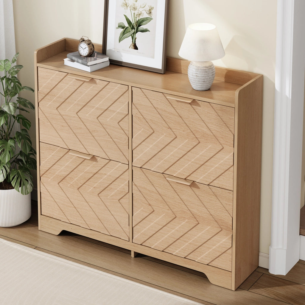 SCARPIERA 105x24x90 cm 4 vani a ribalta MDF Naturale