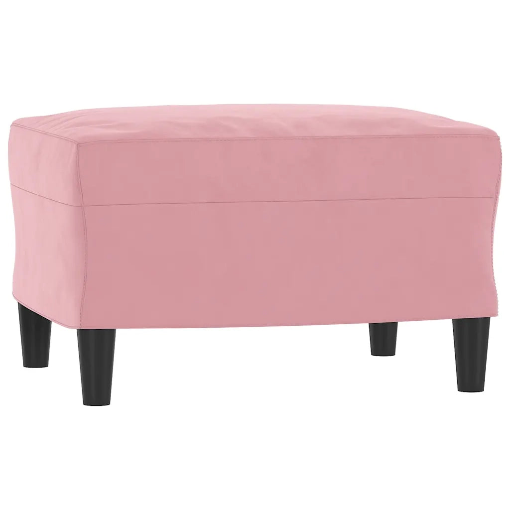 Divano a 3 Posti con Poggiapiedi rosa 180 cm in Velluto