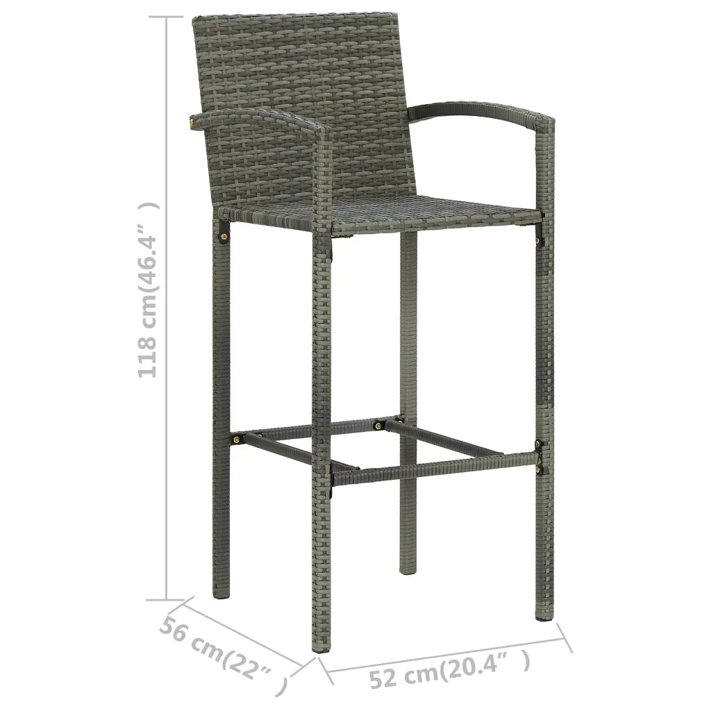 Sgabelli da Bar 2 pz Grigi in Polyrattan 313453