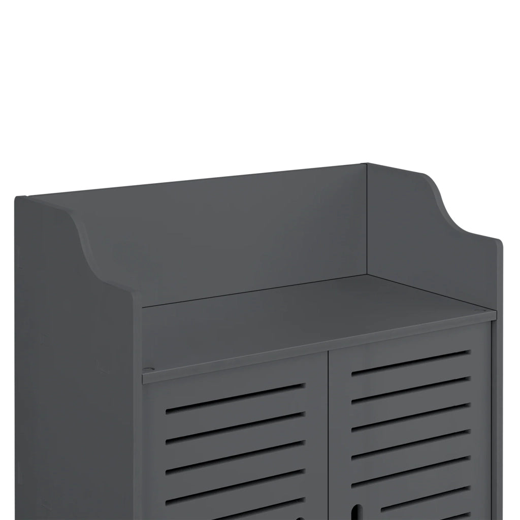Mobiletto da bagno di design con ripiani mobile contenitore a 2 ante legno composito 62 x 45 x 25 cm grigio scuro 03_0005833