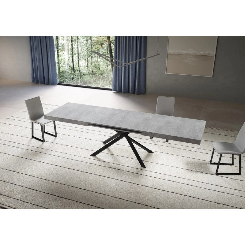Tavolo allungabile 200/460x90 cm Niket telaio Antracite - Cemento