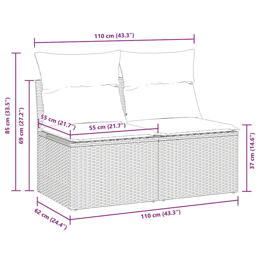 Set Divano Giardino 4 pz con Cuscini Marrone Polyrattan Acacia