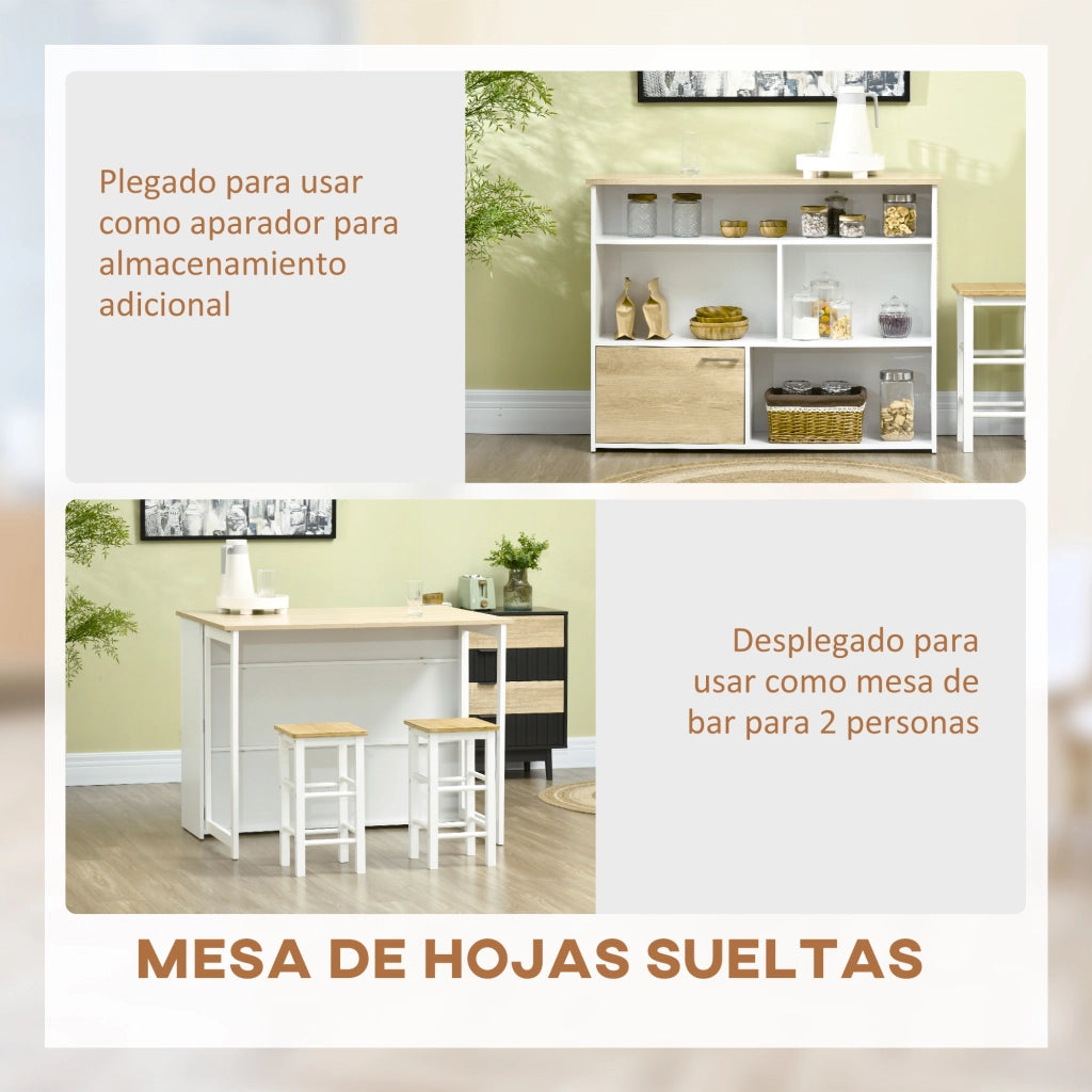 Tavolo da cucina con ala ribaltabile ¨C zephmum ¨C 116x79.5x91 cm bianco