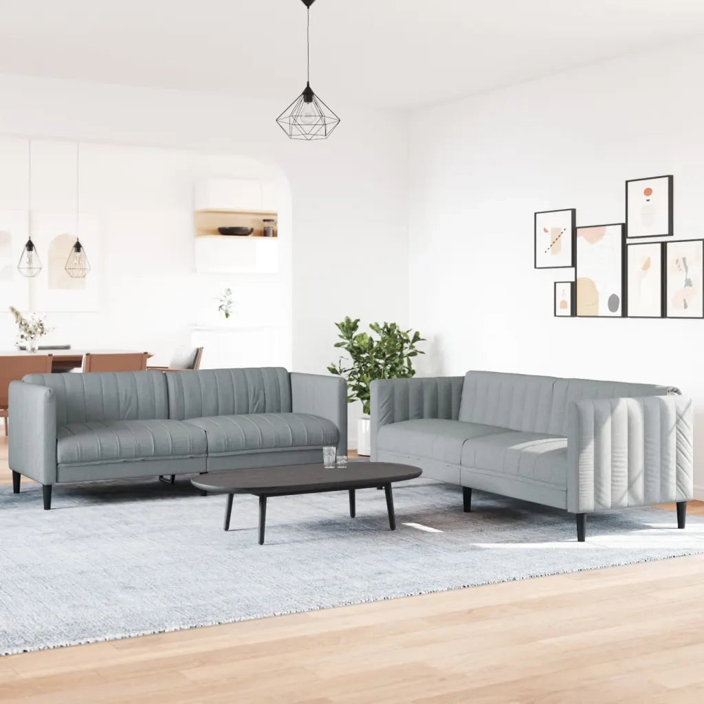 Set di Divani 2 pz Grigio Chiaro in Tessuto 3209238