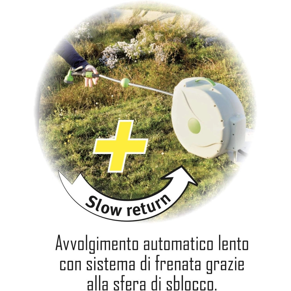 Trade Shop - Avvolgitubo Automatico Acqua 30 Metri Ribimex Prd32p Con Fissaggio A Parete -