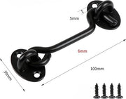 Haken per privacy per schermo per porta di garage, catena e chiusura per porta di garage, serratura per porta di garage, catena per porta di garage, kit per 2 pezzi, nero - 10 cm