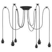 Lampada a Sospensione con 6 Portalampada E27 in Metallo Nero CFW6439386