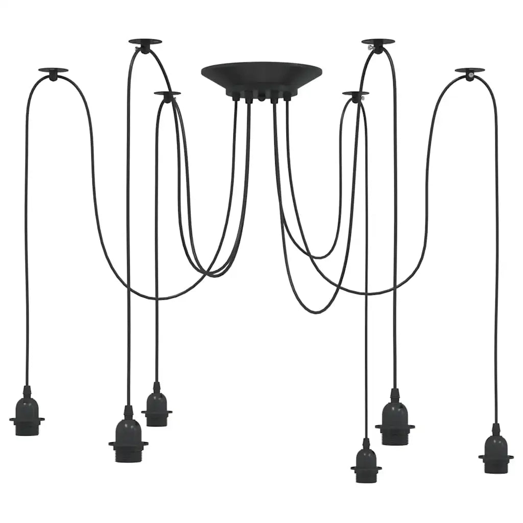 Lampada a Sospensione con 6 Portalampada E27 in Metallo Nero CFW6439386