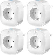 Pil Smart con Contatore di Consumo di Corrente - Compatibile con Alexa e Google Assistant - Set di 4 - 16A 3680W - WiFi 2,4 GHz