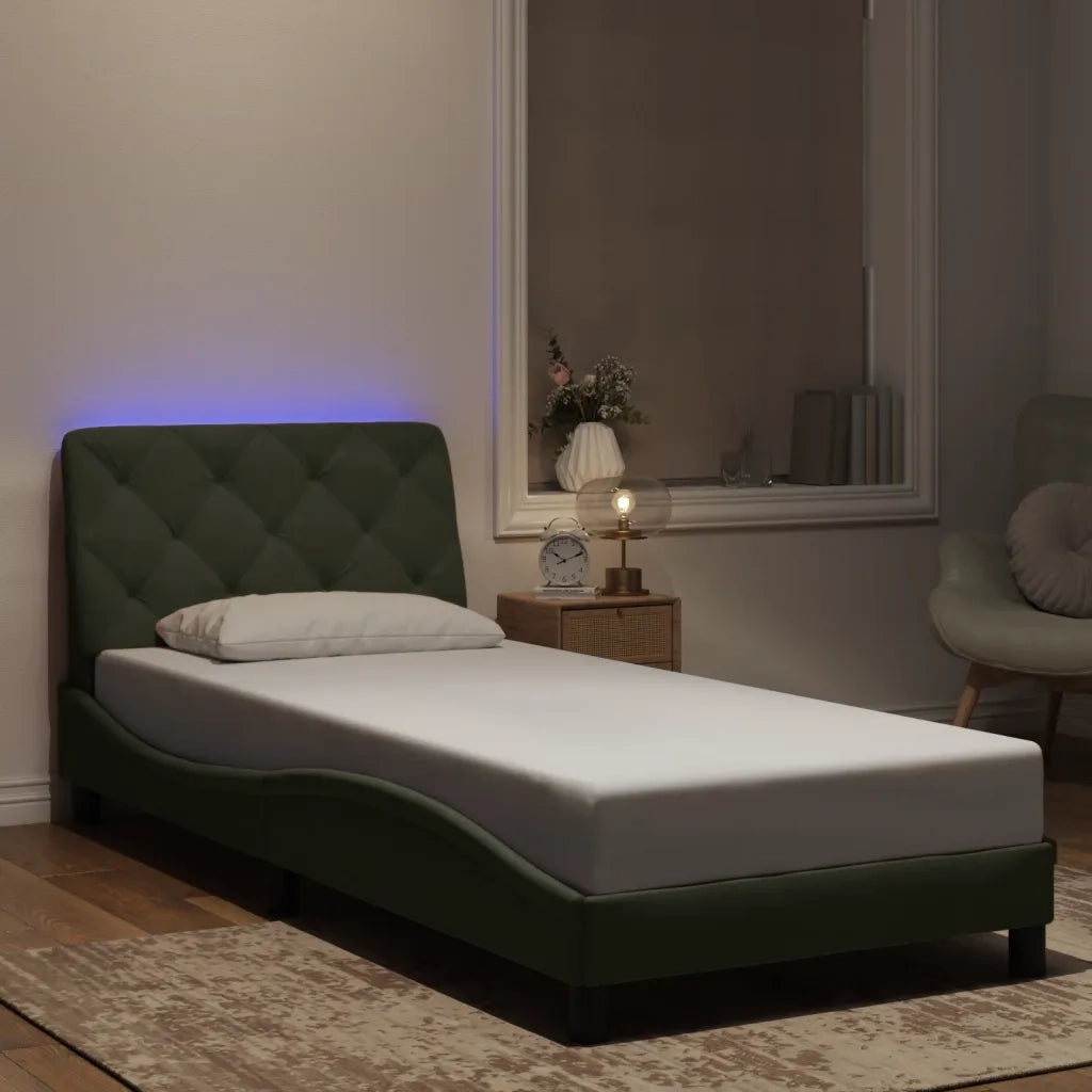 Giroletto con LED senza Materasso Grigio Chiaro 90x190 cm in Velluto 3213825