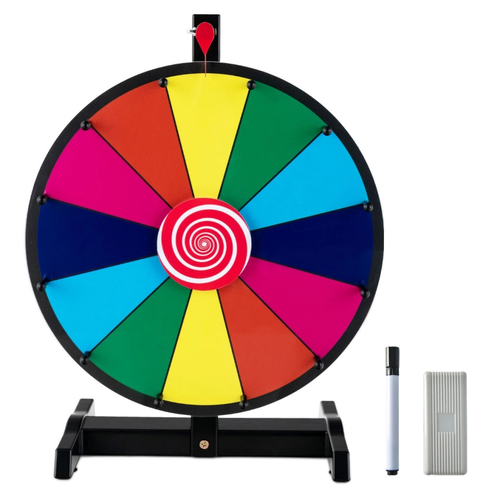 Ruota dei premi da tavolo con pennarello e cancellino, Ruota della fortuna personalizzabile 31x20,5x49cm-Stanza dei giochi