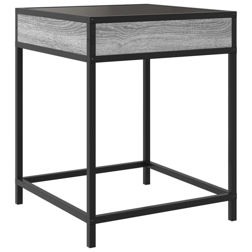 Comodino | Armadio da Notte | Mobiletto da notte con LED Infinity Grigio Sonoma 40x40x51 cm
