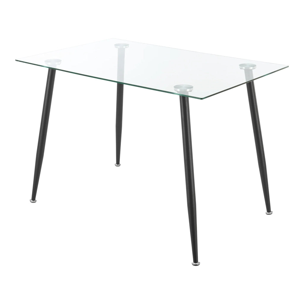 Tavolo da pranzo con piano in vetro temperato e acciaio 75 x 110 x 70 cm nero 03_0008702