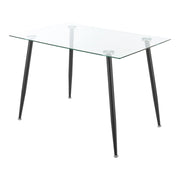 Tavolo da pranzo con piano in vetro temperato e acciaio 75 x 110 x 70 cm nero 03_0008702