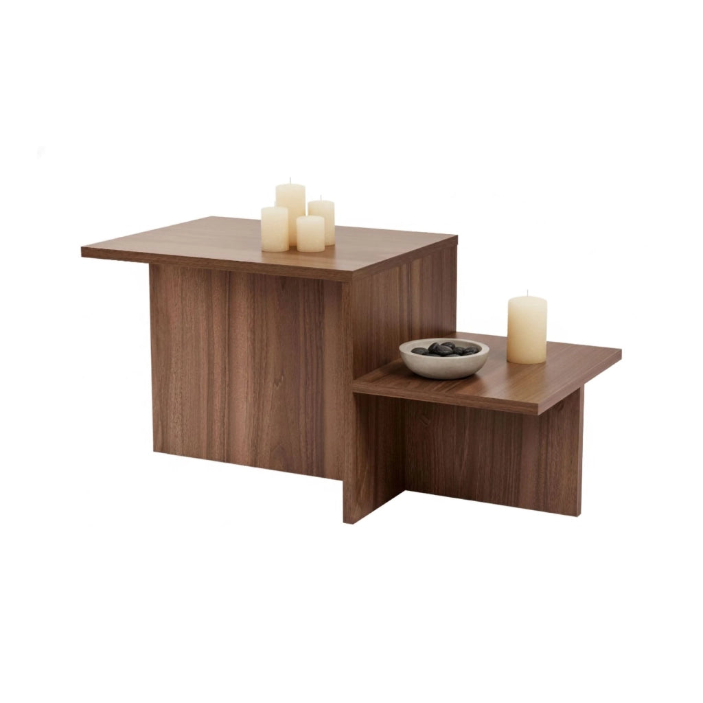 Lomagna, Tavolino da Salotto Forma Rettangolare, 80x40x40h cm Marrone Noce