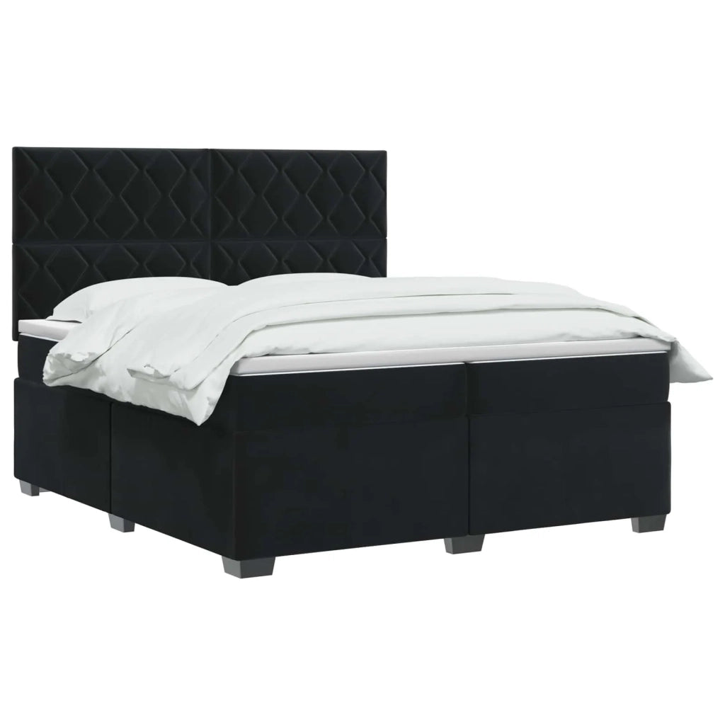 Letto box spring con materasso Nero 200 x 200 cm Velluto 3453718