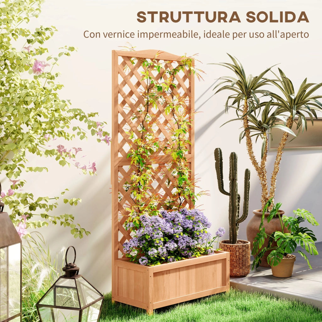 Fioriera con Traliccio per Rampicanti 76x36x170 cm con Fondo Ampio in Legno di Abete
