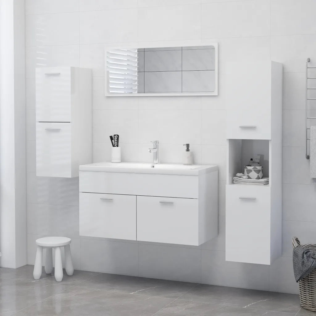 Armadio da Bagno Bianco Lucido 30x30x130 cm in Truciolato cod mxl 13277