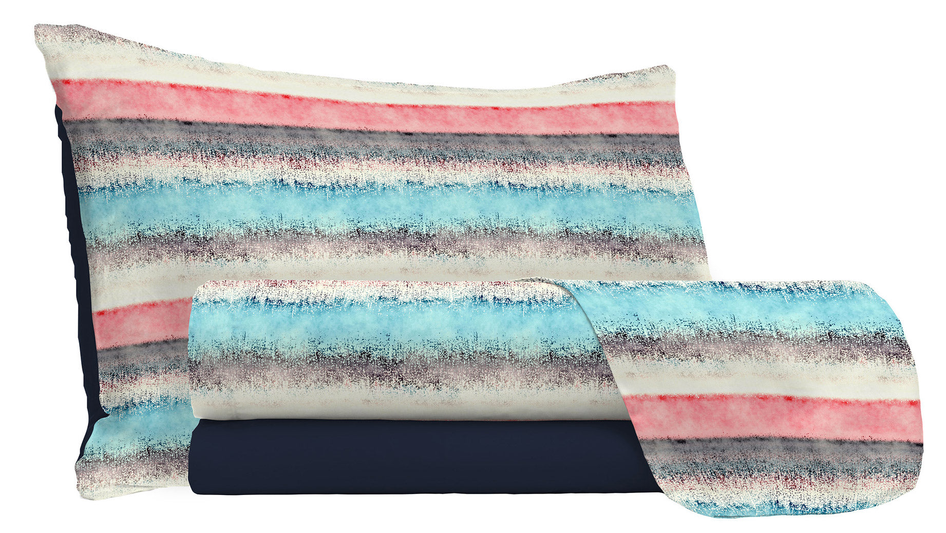 Set Lenzuola 1 Piazza e Mezzo con Stampa Sopra Sotto e Federe Sarah