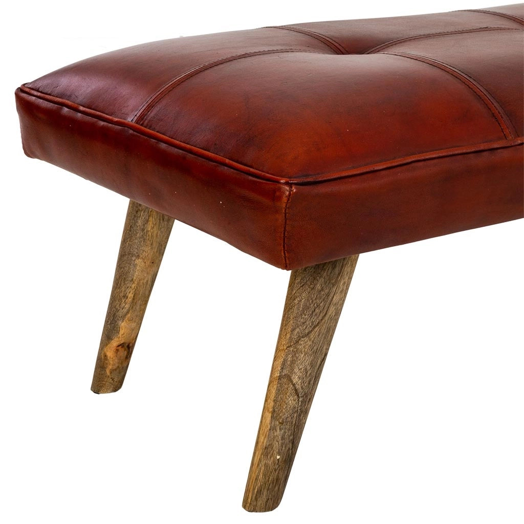 Sgabello in pelle rossa 115x53x38h