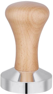 Tamper per Caffè a Mano con Maniglia in Legno, Stampa per Caffè in Acciaio Inossidabile, Tamper per Espresso, Massiccio e Pesante, Stile Barista - Color Cuoio