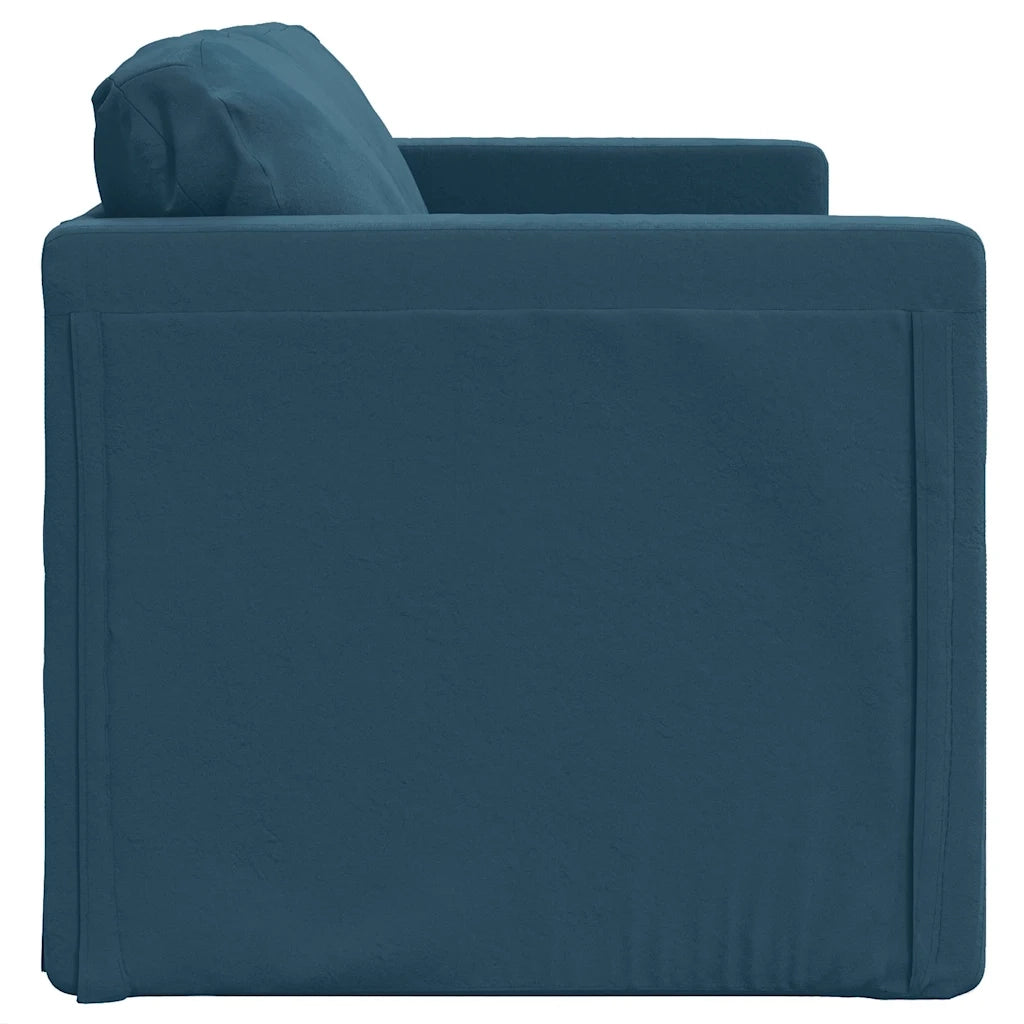 Divano Letto da Terra 2 in 1 Blu 122x204x55 cm Velluto