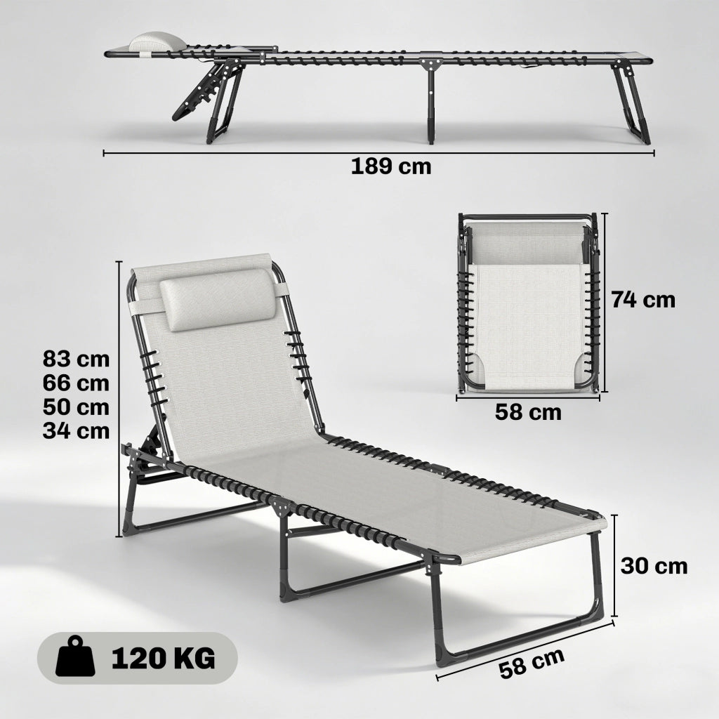 Lettino da sole pieghevole 2 pezzi ¨C Zephmum ¨C Grigio chiaro, acciaio, textilene
