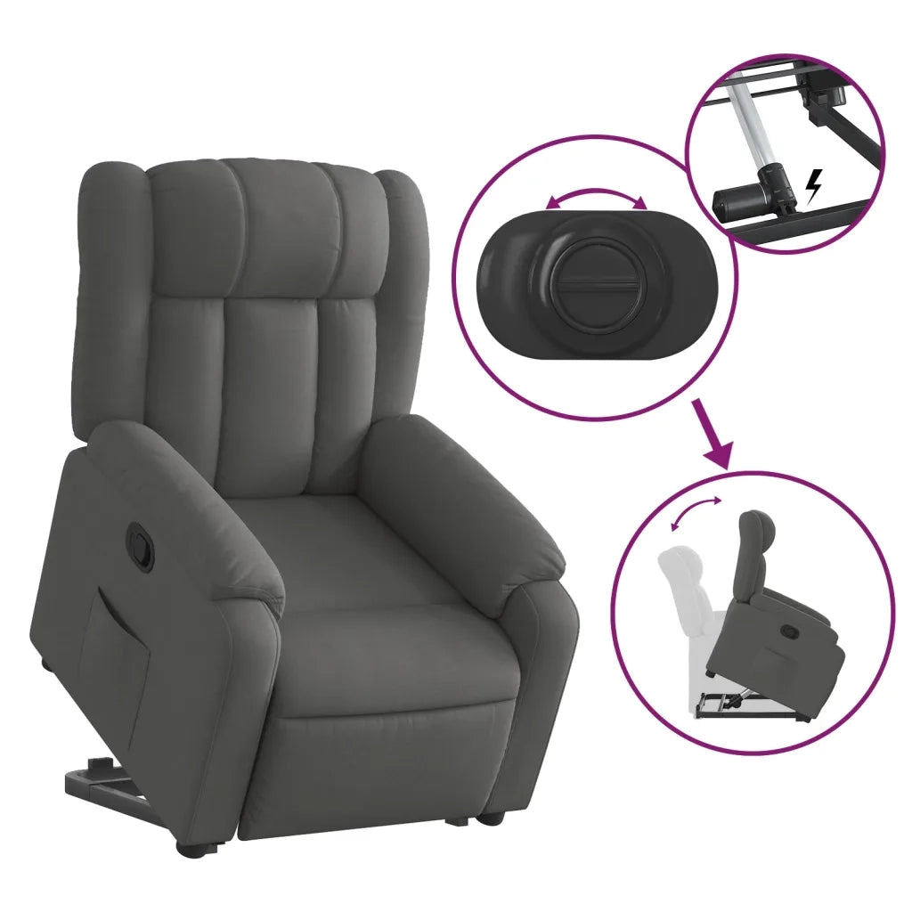 Poltrona | Sedia Relax Alzapersona Reclinabile Grigio Scuro in Tessuto