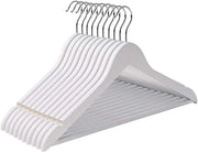 Set di 10 grucce in legno d'acero con strisce antiscivolo design ergonomico dimensioni 44,5 cm gancio girevole bianco 12_0000005