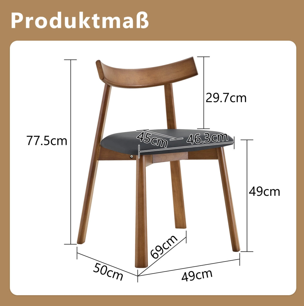 Set di 2 sedie da pranzo con seduta imbottita e schienale ergonomico in legno nero