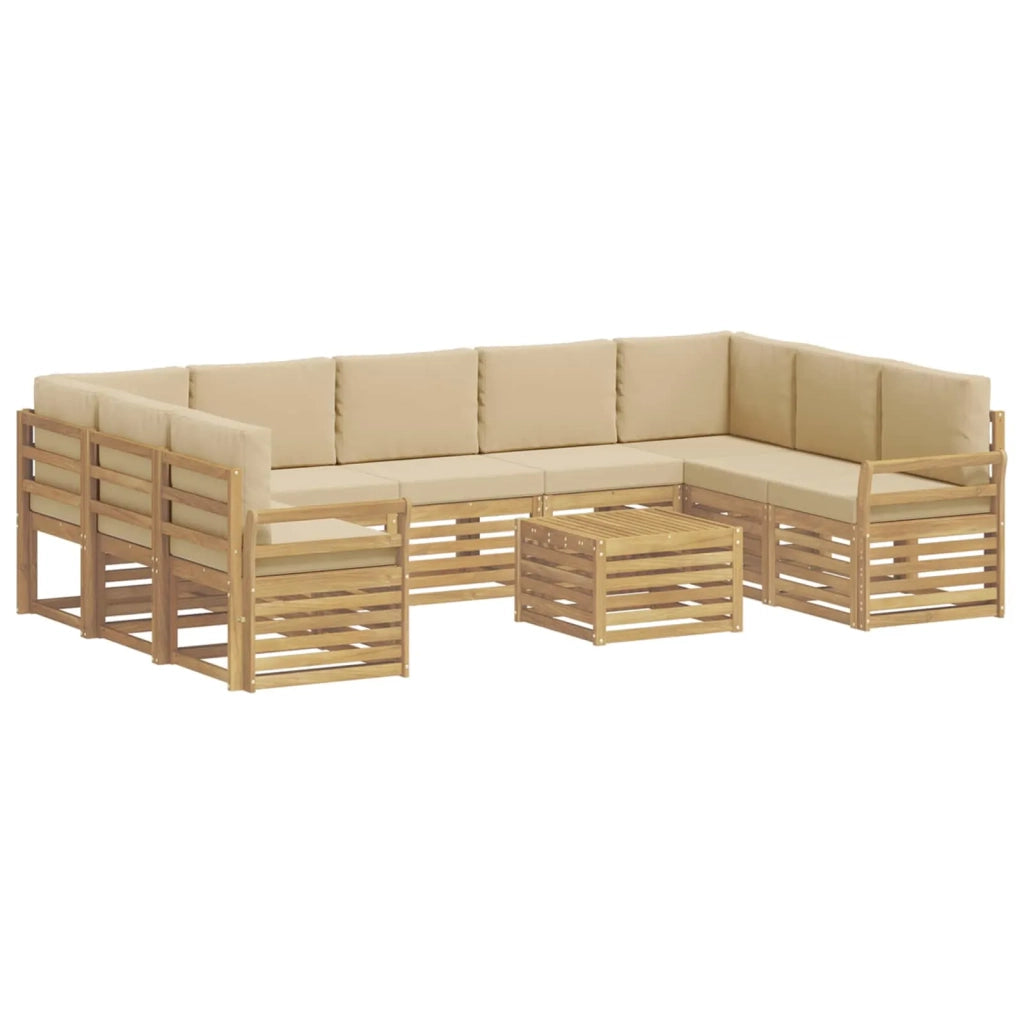 Set di divani da esterno 10 pcs Bianco e Beige 59 x 59 x 37 cm 3392548