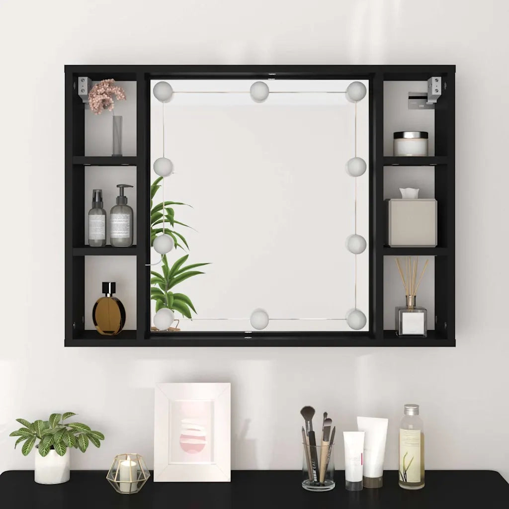 Mobile a Specchio con LED Nero 76x15x55 cm CFW8917873
