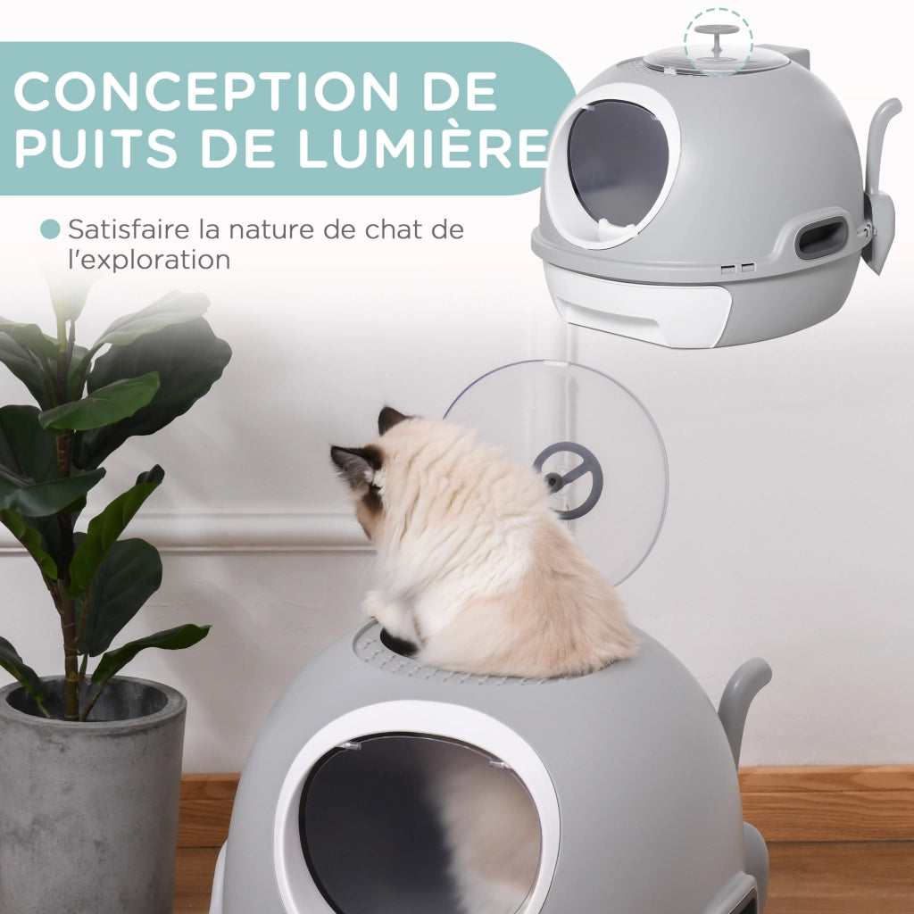 Casetta per Lettiera Gatti Portatile ¨C zephmum ¨C Grigio con Ante e Tiroio